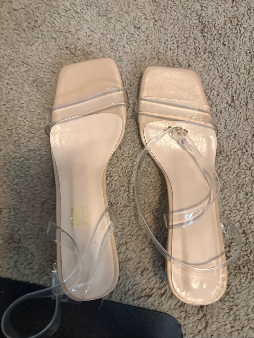 SHEIN Clear Strap Blush Square-Toe Heeled Sandals